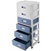 ZENGRICE Cassettiera con ruote, 6 cassetti profondi, cassettiera da ufficio, armadietto a rotelle per camera da letto, soggiorno, studio (blu, bianco)
