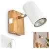 hofstein Lampada da parete Javel, lampada da parete in metallo in look naturale/legno/cromo/bianco, 1 luce, 1 x GU10, senza lampadina, luce up & down e interruttore on & off, 1 faretto regolabile