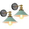 iDEGU 2 Pezzi Lampade da Parete Vintage, 22cm Applique da Parete Retrò Lampadario Plafoniera E27 Illuminazione da Parete Moderna per Camera da Letto, Soggiorno, Camera per Bambini (Verde)