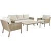 DRW Set divano, tavolino e 2 poltrone in alluminio e rattan in beige e naturale poltrona 75 x 85 x 75 divano: 165 x 85 x 75 tavolo: 90 x 60 x 44 cm