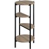DRW Scaffale rotondo da pavimento con 4 ripiani in PB e metallo in naturale e nero