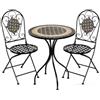 DRW Set tavolo e 2 sedie Stone in metallo nero
