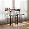 FurnitureR Set di 3 set da bar, bistrò, tavolo + stools, breakfast table with 2 High Stools, Steel Frame, Industrial Style, Rustic Brown, for Kitchen, Dining Room, Living Room, 80 x 50 x 90 cm