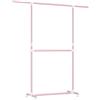 SONGMICS Stand Appendiabiti Doppio, Attaccapanni Estensibile con Ruote, Altezza Regolabile 113-180 cm, Barra Centrale Regolabile, Rosa Pastello LLR401R01