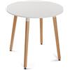 VERSA Mayra Tavolo da Pranzo per Cucina, terrazzo, Giardino o Sala da Pranzo, Misure (A x L x l) 75 x 80 x 80 cm, Legno, PVC e Metallo, Colore Bianco e Marrone