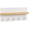 DRW Mensola Alamo con 5 pomelli in MDF legno bianco e naturale