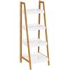 DRW Scaffale da pavimento con 4 ripiani in legno MDF naturale e bianco