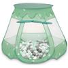 Selonis Tenda 105X90cm/200 Palline Castello Con Palline Colorate Per Bambini, Menta:Bianco/Grigio/Menta