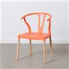 DRW Set 2 sedie in PP e Legno in Arancione, Multicolore, Medidas: 47x38x65 cm