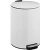 Relaxdays Pattumiera Cucina, 12 L, Cestino Bagno, Pedale e Chiusura Soft-Close, Cesto Interno Rimovibile, Ferro, Bianco, 38 x 26 x 30 cm