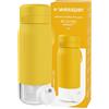 Wessper Borraccia Filtrante, 500 ml, Borraccia Vetro Borosilicato, Bottiglia con Filtro Actitex DISC, Contatore di Sostituzione del Filtro Integrato, Riduce il Cloro, BPA FREE - Giallo