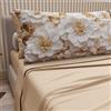 PETTI Artigiani Italiani - Lenzuola Matrimoniali Cotone con Federe in Stampa Digitale, Lenzuolo Completo Letto Matrimoniale Fantasia Floreale 33 Beige, 100% Made in Italy