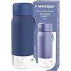 Wessper Borraccia Filtrante, 500 ml, Borraccia Vetro Borosilicato, Bottiglia con Filtro Actitex DISC, Contatore di Sostituzione del Filtro Integrato, Riduce il Cloro, BPA FREE - Blu