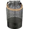 GILDE Portacandela con scritta Lebe Liebe Lache - Ferro - Nero opaco - Altezza 33 cm x Ø 20 cm - con manico