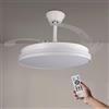 M mimotec -Ventilatore da Soffitto White Cami Retrattile con Luce LED CCT Ø107 cm, Controllo tramite Telecomando, Silenzioso, 6 Velocità, Pale Pieghevoli, Timer e Funzione Estate/Inverno