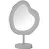 DRW Specchio da Tavolo con Forma di Metallo in Bianco 23x13x35cm