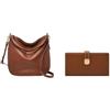 Fossil Donna Jolie Borsa in pelle marrone e portafoglio Lennox, Set