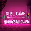 SIGNSHIP Girl Cave No Boys Allowed Neon Led 42 * 21cm per Guardaroba,Saloni | Regalo Girl Cave Scritta Led per Amiche, USB Dimmerabile 5 Livelli Insegne Luminose Decorazione per Cabina Armadio,Guardaroba