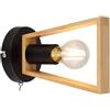 Arte Lamp Applique da Parete Interno per Lettura in Metallo e Legno Nero con Cavo Lampada da Parete per Cucina Soggiorno Camera da Letto con Design Accogliente per Interni Domestici