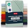 Blumtal Basics - Set di 1 lenzuolo con angoli 150 x 200 cm, lenzuolo con angoli 150 x 200 in microfibra di alta qualità, morbido, resistente, anti pieghe, certificato Oeko-Tex, verde
