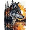 CEOVR Diamond Painting Kit Completo Lupo,30x40 cm DIY Pittura Diamante Kits,Mosaico Diamanti Painting per Decorazioni Casa,Lupo e Paesaggio