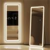 LVSOMT Specchio da terra con luci, 153x50cm Specchio figura intera, LED Specchio da parete lungo, Specchio grande da pavimento rettangoli con illuminato, Specchio lungo da terra camera da letto,Bianco