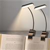 YverLand Lampada da lettura con clip a 5 LED, collo flessibile regolabile a 360°, 3 batterie AAA, lampada notturna portatile per letto, scrivania, studio dei bambini (3 batterie AAA NON incluse x 2)