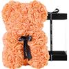 DuHouse Rose Bear Rose Teddy Bear Flower Gift Black Box per San Valentino Anniversario Festa della Mamma Natale, Compleanni Bridal Showers Completamente realizzato a mano 25,4 cm (Arancione)