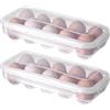deegbbyi 2 Pezzi a 10 Griglie Contenitore Portauova, Porta Uova da Frigo, Portone Uovo Plastica da Trasporto, Trasparente Porta Uova Frigo in Plastica, per Frigorifero, Cucina, Freezer