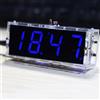 Risegun Fai da te Orologio Digitale Kit 4 Cifre LED Orologio Elettronico Set Orologio, Display Automatico/Funzione di Allarme/Funzione Timer (Blu)