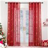 PONY DANCE Tende per Interni Moderne per Soggiorno Tende Rosse Natalizie 2 Pezzi 140x245 CM Decorazione Voile Curtains Trasparenti con Anelli per Cameretta Bambini