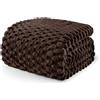 Exclusivo Mezcla Coperta Plaid Pile di Flanella per Divano, 220x240 CM Coperta Letto Matrimoniale con Elegante Jacquard, Morbida e Calda, Marrone