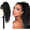 Ser Mulher Brianna Extension Coda Di Cavallo | Facile da applicare | Look naturale 100% | Termofibra resistente | Capelli Lunghi e Ricci,90 cm, 70 cm e 50 cm TERMOFIBRA (1 Nero, 50cm)