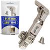 MONTERAL Cerniera per Ante Cucina con Angolo di Apertura 155° - Dotata di Sistema Soft-Close Clip-On - Montaggio Cerniera per Mobili H=0 Ø 35 mm - Include 2 Viti - Garanzia di 10 Anni - MONTERAL