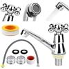 XZMCAT Rubinetto per Bagno Singolo, Rubinetto Acqua Fredda, Moderno, con Tubo di Collegamento da 60 cm, per Lavandini da Bagno e da Cucina