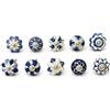 ARTISNO Set di 10 pomelli in ceramica rotondi blu e bianchi decorativi per armadietti da cucina di casa, cassetti, eleganti pomelli fatti a mano per armadi e comò