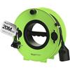 MutecPower avvolgicavo con prolunga Schuko da 20 m, spina ultra piatta con linguetta ribaltabile H05VV-F 3G1.5, 16A/250V, IP20 per uso interno - verde, portatile, avvolgibile e montabile a parete
