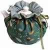 Yangshine Copriteiera in cotone accogliente, decorazione vintage antipolvere con cuscinetto isolante per mantenere il tè caldo, decorazione per la casa per mamma, moglie, amici (verde)