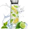 Xinxinphi 1L Caraffa Vetro con Versatore e Coperchio Acciaio Inox, Bottiglie Borosilicato Resistente, Bottiglia Succo Refrigerante, Brocca Acqua per Latte, Bevande, Ghiacciate, Limonata, Succo Frutta