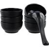 Ziyonix Set di 6 Ciotole per Salsa in Ceramica Mini Ciotole da 90 ml Ciotole da Immersione Nero Piccole Ciotola per Condimento con 1 Cucchiaio