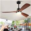 Forrovenco Ventilatore a Soffitto con Luce e Telecomando, 132 cm, 3 Pale in Legno Noce, 3 Aste di Montaggio, Motore DC Silenzioso e Reversibile, Design Moderno, Ideale per Patio e Farmhouse