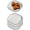 SANQIAHOME 15x15 cm quadrati Piattini da antipasto, in acciaio inox Piccoli piatti,Set di 4, argento,Dessert Piatti per Sushi, Frutta forno/Lavabile in lavastoviglie