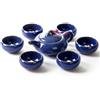 Rouhuhura Set da tè cinese in ceramica screpolat- set da tè in ceramica Koi retrò, Set teiera e tazze Kung Fu teiera fatta a mano in porcellana e 6 tazze da tè (Blu Navy, Scatola ecologica)