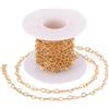 Bestewelry Catene a maglie a forma di cuore in vero ottone placcato oro 18 carati, 5 m, 9 x 6 x 1,5 mm, catene prolunga collana con bobina, per braccialetti fai da te, collane, orecchini e creazione