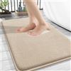 Homaxy Tappetino da bagno in memory foam, morbido, antiscivolo, lavabile, spesso, assorbente, 50 x 76 cm, beige