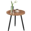 HOMCOM Tavolino da Caffè Rotondo con Bordo Rialzato e 3 Gambe, Tavolino Salotto Moderno in MDF e Acciaio, Ø40x39 cm, Nero e Color Noce