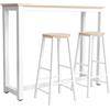 AVANTI TRENDSTORE Arzano - Tavolo alto da bar/penisola da cucina con 2 sgabelli in laminato di colore bianco/oak. Misure tavolo LAP ca. 120x100x40 cm e sgabello LAP ca. 35x70x33 cm.