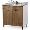 Linea Azzurra Sottolavello 80 Solo Mobile Cucina con 2 Ante in Legno Made in Italy H85xL80xP50cm Facile da Montare (Vasca a Sinistra, Noce Naturale)