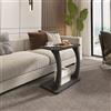 [en.casa] Tavolino Laterale a Forma di C con Rotelle Tavolo Basso da Divano Poltrona per Soggiorno Salotto Camera da Letto 59 x 35 x 56 cm - Effetto Marmo Nero