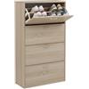 MAKA change your life quality Scarpiera Portascarpe in Legno MDF Melaminico Scaffali Ante a Ribalta Maniglie Grigio Satinato Doppia Profondità Adatta a Scarpe Stivali Ciabatte Tacchi Istruzioni Incluse (Rovere, 4 Ante)